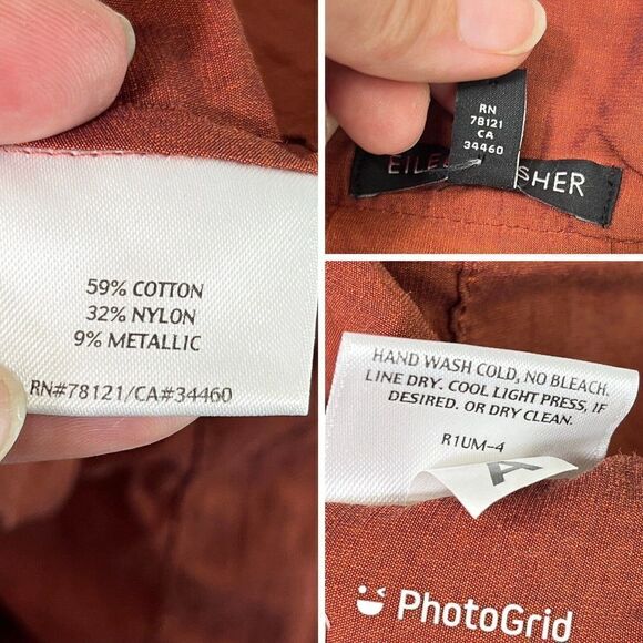 Eileen Fisher Rust Orange Crinkle Jacket tuck away Hood Size XS Nylon Blend - Picture 6 of 12